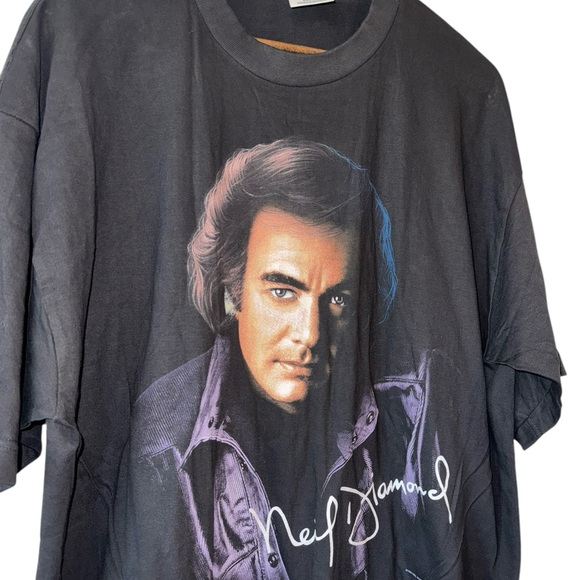 Vintage Neil Diamond US Tour 1996 Band Tee Black Purple Headshot Preloved Sz XL - Picture 7 of 13